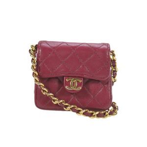 Chanel Womens Quilted Lambskin CC Micro Mini Classic Flap Handbag Pink